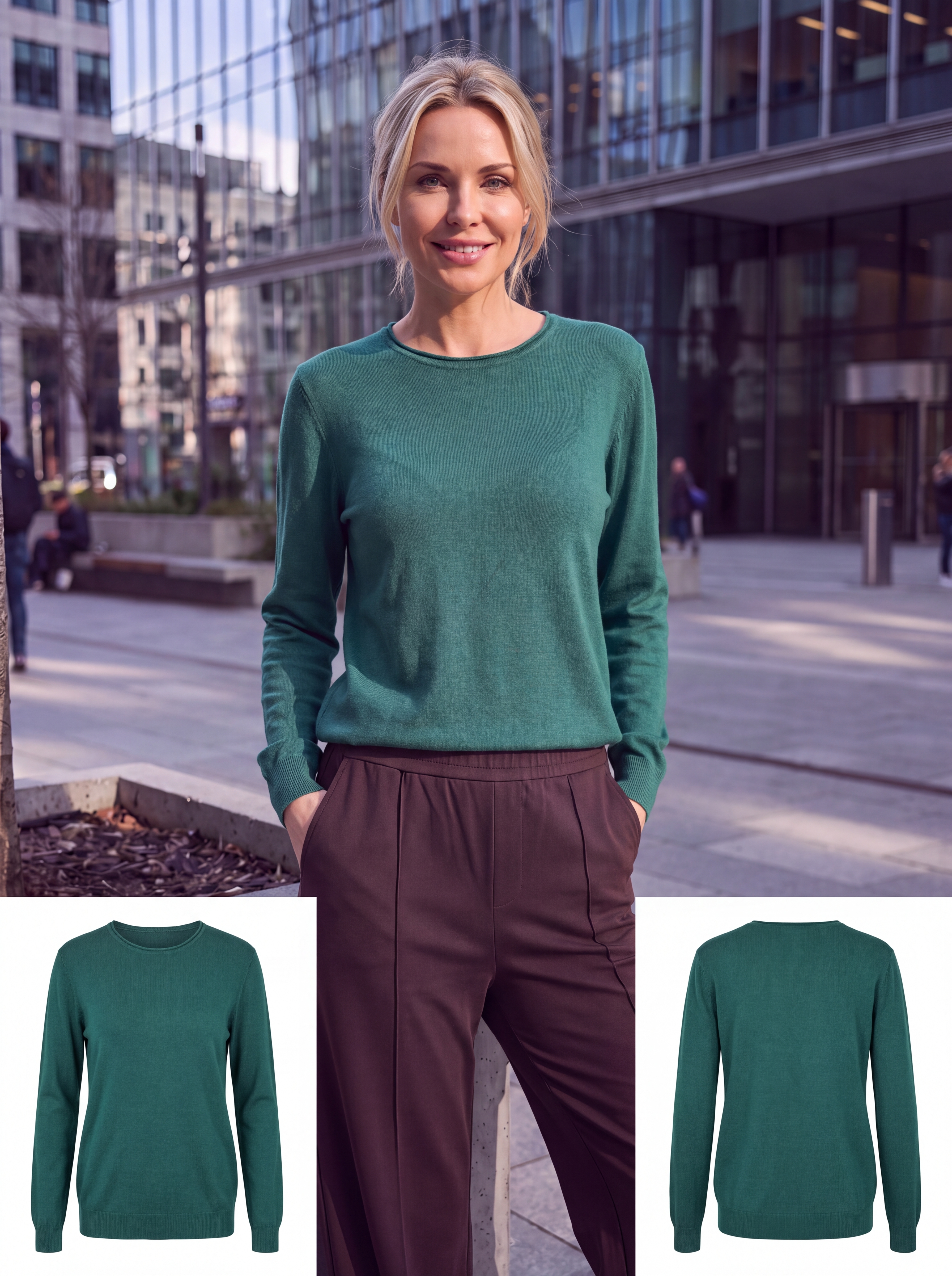 Dámsky pulóver s okrúhlym výstrihom H.WINTER EMERALD GREEN smaragdovo zelená s.WEAR 3